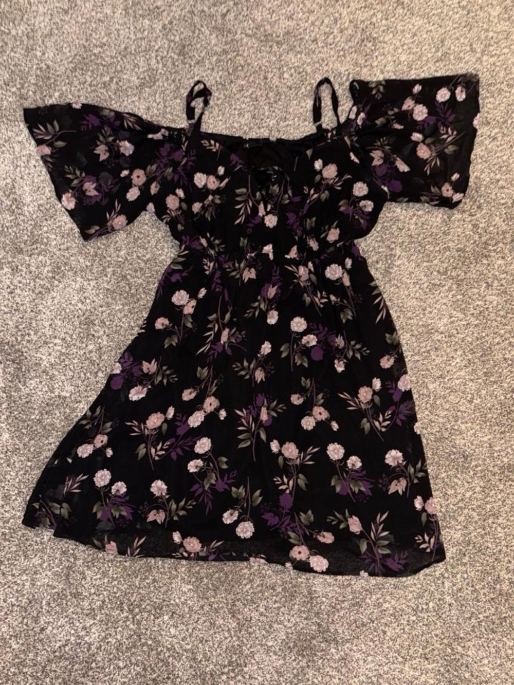 Black and purple Floral Whimsygoth Babydoll Blouse